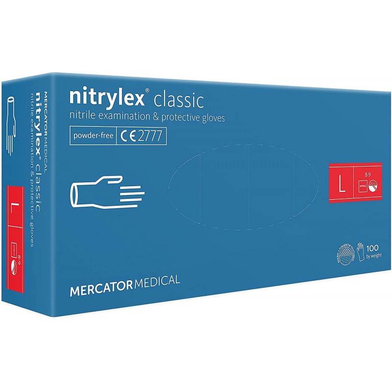 MERCATOR NITRILE GLOVES LARGE, BOX OF 100 - Selkent Medical Ltd | Covid ...